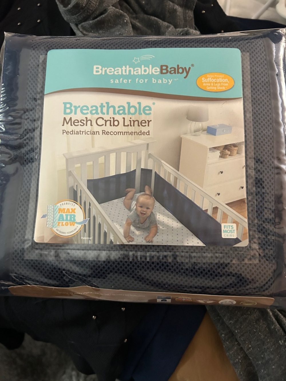 Navy Mesh Crib Liner - Breathable Mesh Baby Crib Guard